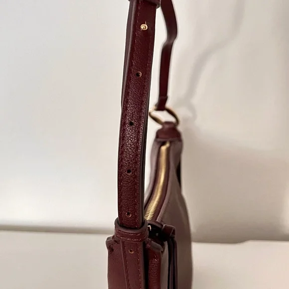 Mango Burgundy Shoulder Bag with Gold Accents - Picture 6 of 8